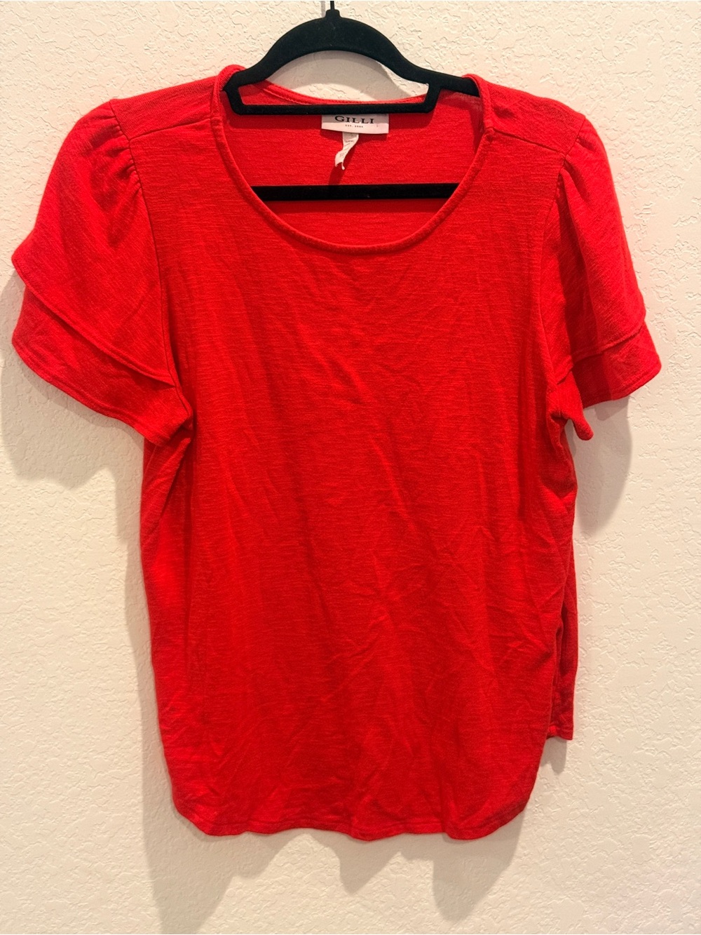 Gilli Red Short Sleeve Scoop Neck Top